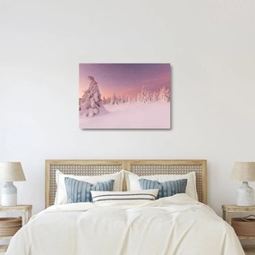 Tablou pe sticlă - Copaci sub așternut de zăpadă (70x50 cm)