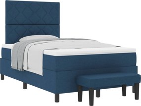 vidaXL Pat cu arcuri cu saltea albastru 120 x 200 cm țesătură