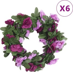 vidaXL Ghirlande de flori, 6 buc., violet deschis, 250 cm