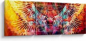 Tablou - Merkaba cu aripi, abstracție (cu ceas) (90x30 cm)