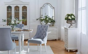 Scaun lemn masiv Dining Paris Blue/Beige, 56 × 65 × 98 cm - Beige