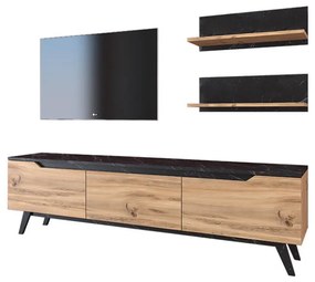Ansamblu Comoda TV Kasia Stejar-Negru 180x35x48.5 cm
