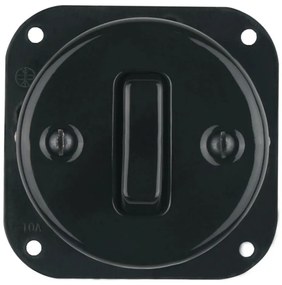 Bohemia-Design - Întrerupător retro simplu din porțelan, fără ramă, nr. 7, negru