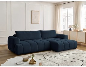 Colțar albastru închis extensibil/cu spațiu de depozitare (cu colț pe partea dreaptă/cu șezlong) Fuji – Bobochic Paris