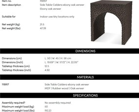 Masuta auxiliara design LUX Caldera, Ebony oak veneer