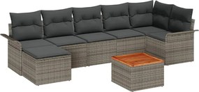 vidaXL Set de canapele pentru grădină cu pernă 8 pcs Gri poliratan
