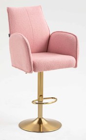 HR280W Scaun Roz Pudra Boucle cu Bază Aurie