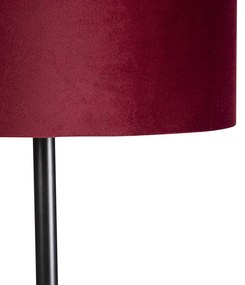 Lampă de podea neagră cu nuanță de velur roșu cu aur 40 cm - Simplo