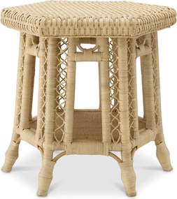 Masuta auxiliara din ratan natural design LUX Saba Hexagon