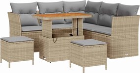 vidaXL Set de canapele pentru grădină 8 pcs Bej poliratan