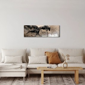 Tablou - Turmă de gnu (cu ceas) (90x30 cm)