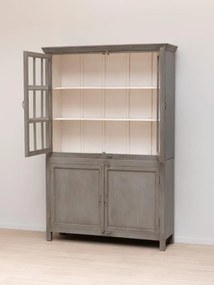 Vitrina din lemn de mango, metal si sticla, cu 4 usi, cu aspect vintage, Cheverny