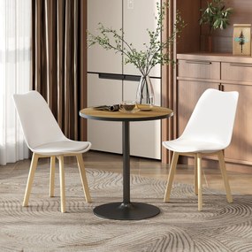 HOMCOM Masa de dining rotundă, Imitație de stejar, design compact, pentru 2-4 persoane, Stejar | Aosom Romania