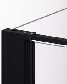 Cabina dus negru mat 140x80 cm, usa culisanta, grosime sticla 6 mm, tratament anticalcar, Ronal Divera