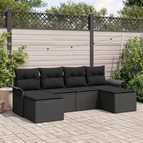 vidaXL Set de canapea de grădină 6 piese cu perne negru ratan poli