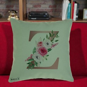Cadou Personalizat - Perna Personalizata Monograma Rose Gold Litera Z, 40x40 cm, Verde, Husa Detasabila, Perna Inclusa, BEKZ®