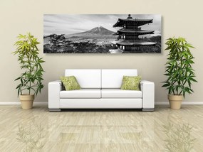 Tablou monument Pagoda Chureito în design alb-negru