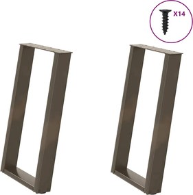 vidaXL Picioare de masă în formă de U, 2 buc., oțel natural, 60 x (72-73) cm