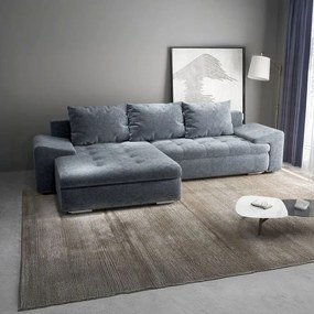 Colțar extensibil dumonde cu ladă de depozitare si sezut confortabil din spuma high-density, Leonardo Euphoria Grafit 260x185 cm