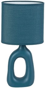 Lampa de masa ceramica si abajur albastru Sylira