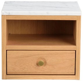 Noptieră natural cu blat cu aspect de marmură Whitmore – Rowico