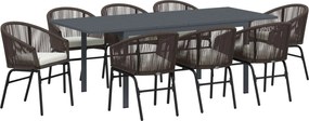 vidaXL Set de masă pentru grădină 9 pcs Maro poliratan