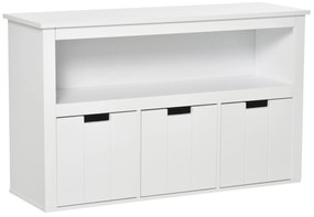HOMCOM Bufet de Salon cu 3 Sertare Mobilizabile și Rafturi Deschise pentru Cărți Jucării Dulap Auxiliar de Depozitare pentru Dormitor Bucătărie 102x33x61,5 cm Alb | Aosom Romania