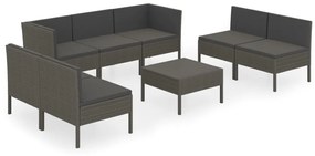 3094358 vidaXL Set mobilier de grădină cu perne, 8 piese, gri, poliratan