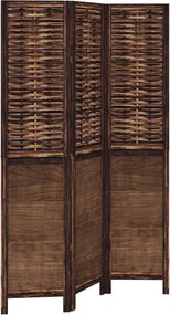 vidaXL Paravan cameră 3 panouri, maro închis, lemn masiv paulownia