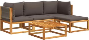 vidaXL Set canapele de grădină cu 5 piese, lemn de salcâm și frânghie