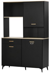HOMCOM Cămară de Bucătărie cu Sertar Dulapuri și Rafturi Mobilier Auxiliar pentru Cuptor cu Microunde Stil Modern 119x41x180cm Negru | Aosom Romania