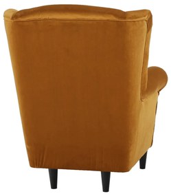 Fotoliu cu taburet, material muştar, ASTRID