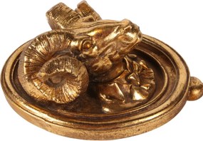 Agățătoare de perete din polirășină, auriu, model cap de berbec, finisaj antichizat, 19 x 11 x 5,5 cm, „Bélier”