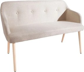 Bancheta tapitata cu brate si picioare din lemn Scandinavia, bej A-37927 VC