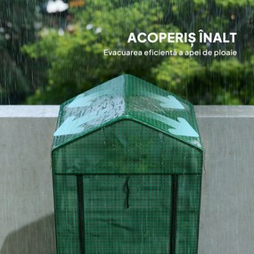 Outsunny Seră de grădină balcon etajere seră 5 niveluri 0,69 x 0,49 x 1,93 m oțel folie rulabilă PE verde | Aosom Romania