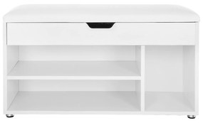 Pantofar cu bancă și spațiu de depozitare LUJZA, 80x30x44cm, alb Jurhan