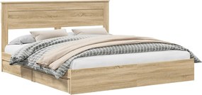 vidaXL Pat cu storage Stejar Sonoma 180 x 200 cm Lemn compozit