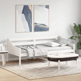vidaXL Pat de zi fără saltea alb 100x200 cm lemn masiv de pin
