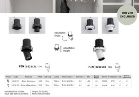 Spot LED incastrabil ajustabil design modern PIN alb