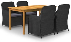 vidaXL Set mobilier de grădină, 5 piese, negru