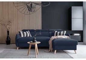 Colțar albastru închis extensibil cu tapițerie din catifea (cu colț pe partea dreaptă) Sweet Harmony – Miuform