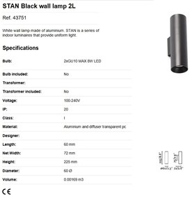 Aplica perete ambientala design modern STAN 2L neagra
