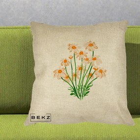 Perna Decorativa Margarete Camp, 40x40 cm, Crem, Husa Detasabila, Perna Inclusa, BEKZ®