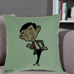 Perna Personalizata Mr. Bean Caricatura, 40x40 cm, Verde, Husa Detasabila, Perna Inclusa, BEKZ®