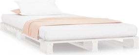 vidaXL Pat din paleți Single, alb, 90x190 cm, lemn masiv de pin