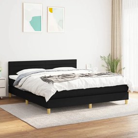 3140715 vidaXL Pat box spring cu saltea, negru, 180x200 cm, catifea