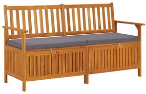 vidaXL Bancă de depozitare cu pernă, 148 cm, lemn masiv de acacia
