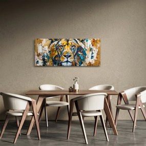 Tablou - pictură în ulei abstractă cu leu (120x50 cm)