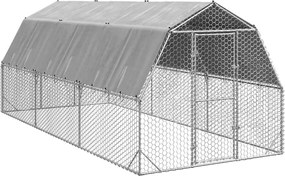vidaXL Pui de găină cu acoperiș 2,5x6x2,25 m oțel galvanizat