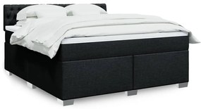 vidaXL Pat box spring cu saltea, negru, 180x200 cm, catifea